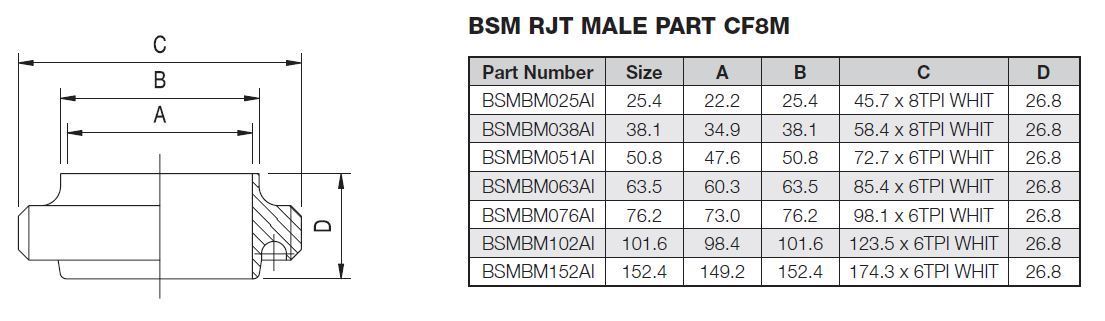 152 4 BSM BUTTWELD MALE PART CF8M Prochem