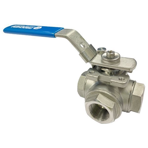 Picture of Rc20 BSP 3-WAY L-PORT REDUCED BORE BALL VALVE 800WOG CF8M 
