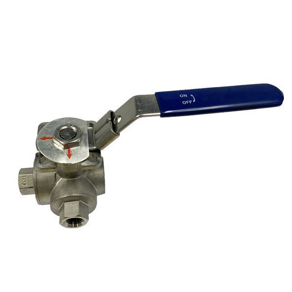 Picture of Rc15 BSP 3-WAY L-PORT REDUCED BORE BALL VALVE 800WOG CF8M 