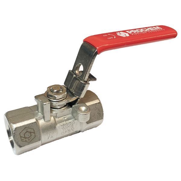 Picture of Rc15 BSP 1-PIECE REDUCED BORE BALL VALVE 2000WOG CF8M RED HANDLE LOCK CLOSED ONLY