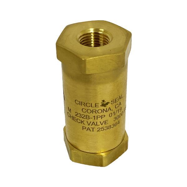 Picture of 6NPT FEMALE 3000PSI CHECK VALVE CIRCLE SEAL VITON 0.5-1PSI CRACK BRASS