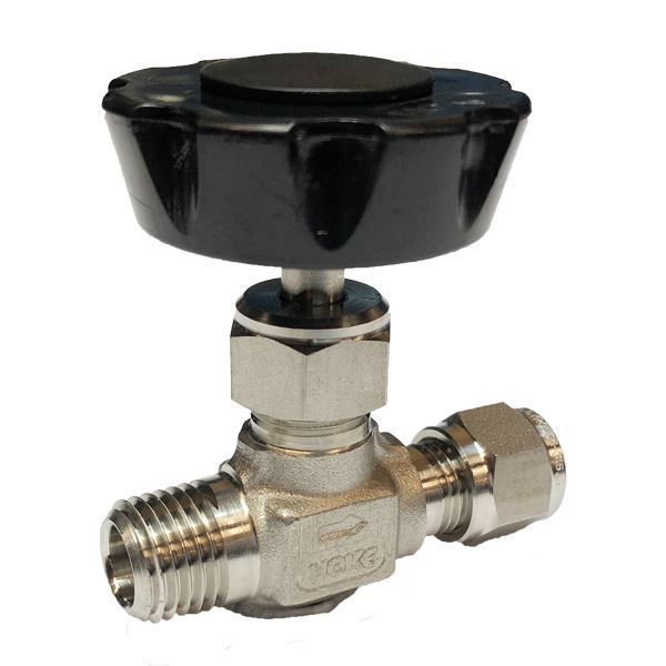 Picture of 8NPT MALE X 6.3OD TUBE 5000PSI NEEDLE VALVE FORGED BODY 316 REGULATING STEM