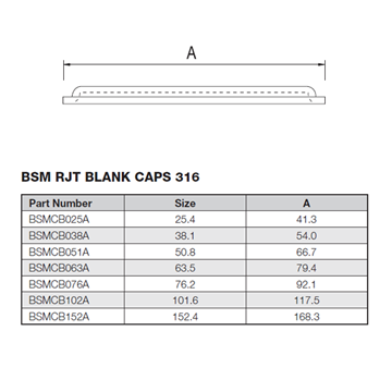 Picture of 76.2 BSM BLANK CAP 316