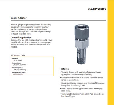 GA-HP Gauge Adaptor