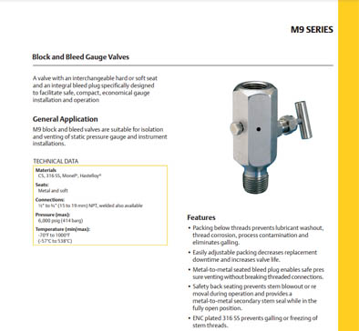 M9 Series - Block and Bleed Gauge Valves