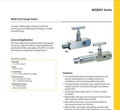 M5-M51 Multi­Port Gauge Valves