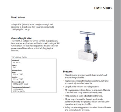 HM1C Hand Valve Series