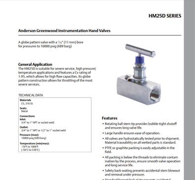 HM25D Series Hand Valves