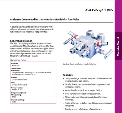 Instrumentation Series AS4 TVIS 2/2 Manifold