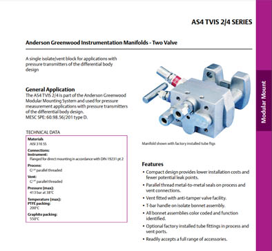 Instrumentation Series AS4 TVIS 2/4 Manifold