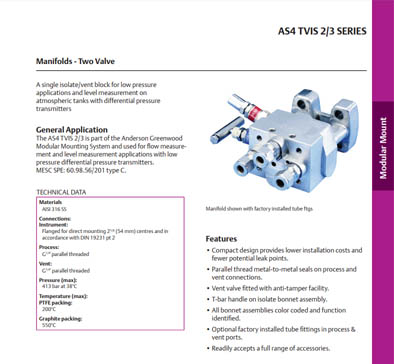 Instrumentation Series AS4 TVIS 2/3 Manifold