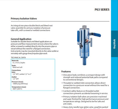 P63 Primary Isolation Valves Keyblok