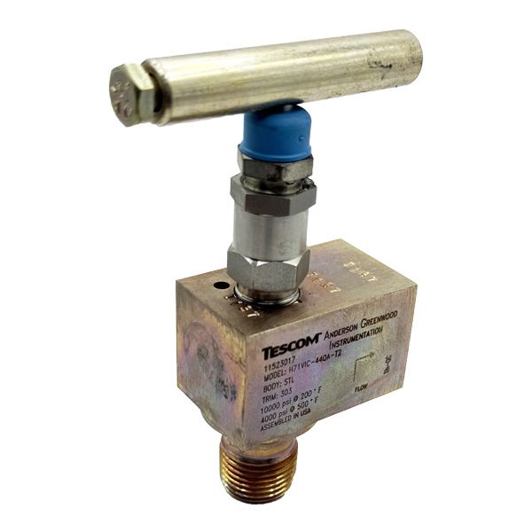 Picture of H71VIC-44QA-T2 15NPT M/F 10,000PSI HAND VALVE ANGLE TEFLON METAL C/STL T2