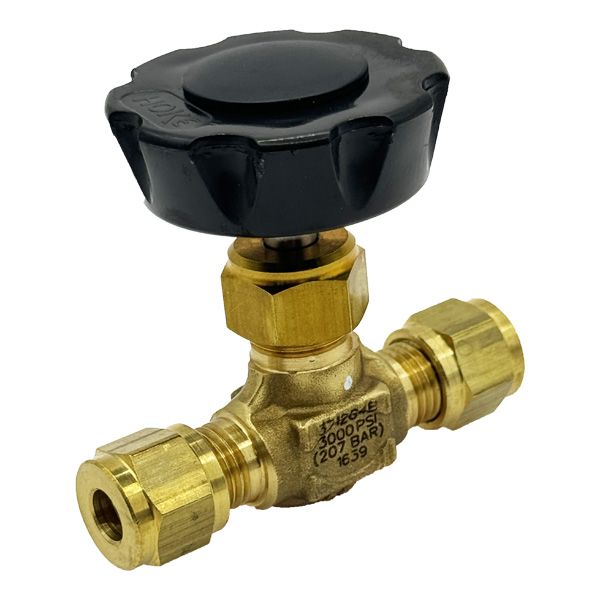 Picture of 6.3OD TUBE 3000PSI NEEDLE VALVE FORGED BODY BRASS REGULATING STEM