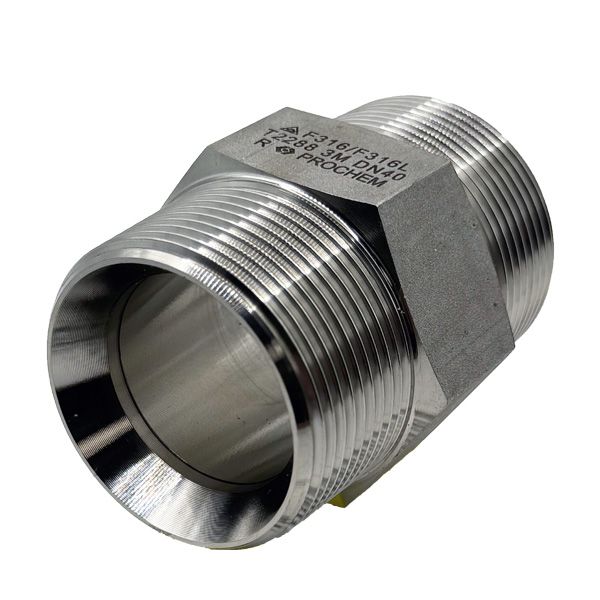 Picture of R40 BSPT X 60 DEG CONE CL3000 HEXAGON NIPPLE 316 